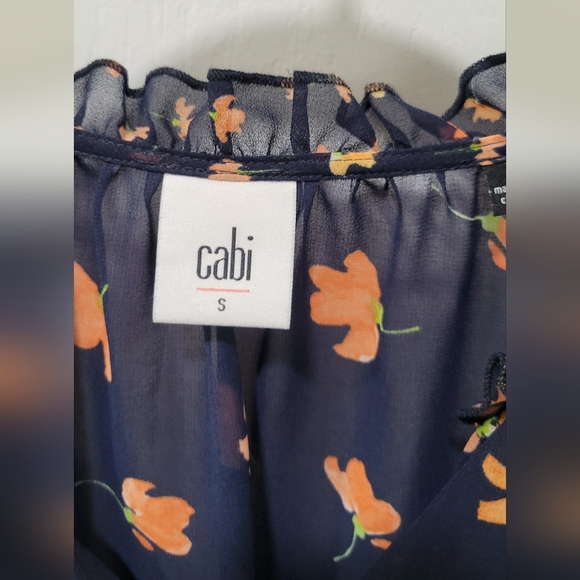 CAbi Poppy Print Flutter Sleeve Sheer Blouse - Picture 3 of 3